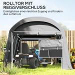 Tältgarage Cykelförvaringstält Vattentätt Mörkgrå av PE och Stål för Trädgård Cykelskjul med Dörr och Dammskydd 300 x 450 x 230 cm