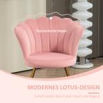 Stoppad Accentstol med Lotus-design Ryggstöd och Metallben, Rosa