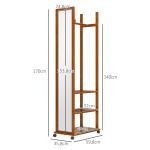 Stående Spegel Helfigursspegel Valnöt av Trä och Glas för Sovrum och Hall Garderobsspegel med 3 Nivåer och Klädstång på Hjul 24,8 x 153,8 cm