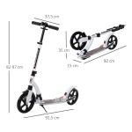 Barnsparkcykel med Stötdämpning Hopfällbar Höjdjusterbar från 14 År Aluminium Vit 92,5 X 37,5 X 87-101,5 Cm