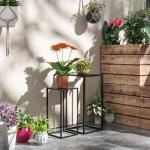Växtställ Växtpallar Svart av Metall för Trädgård och Balkong Set med 2 Blomsterställ Skandinavisk Design Stålben