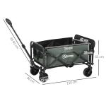 Hopfällbar Trädgårdsvagn Transportvagn med Avtagbar Presenning, 90 kg, 72 L, Grön