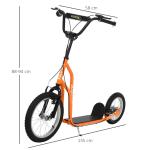 Barnskoter från 5 År Sparkscooter Stadsskoter Pneumatiska Däck 16 Tum Fram 12 Tum Bak Orange 135 X 58 X 88-94 Cm
