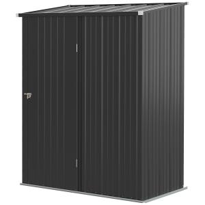 Verktygsbod Trädgårdsskåp Svart av Galvaniserat Stål för Trädgård Låsbart med Tak Väderbeständig Förvaring 161,5 x 94,5 x 196 cm