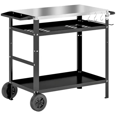 Grillvagn Serveringsvagn med Arbetsyta 100 x 52 x 80 cm