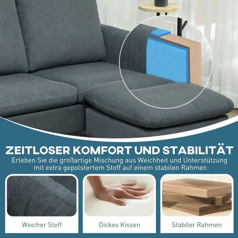 Soffa Hörnsoffa med Sovfunktion Grå 196 x 140 x 88 cm
