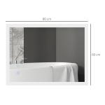 LED-badrumsspegel, Bakgrundsbelyst, Pekfunktion, Minnesfunktion, Dimmfri, 80 x 60 cm