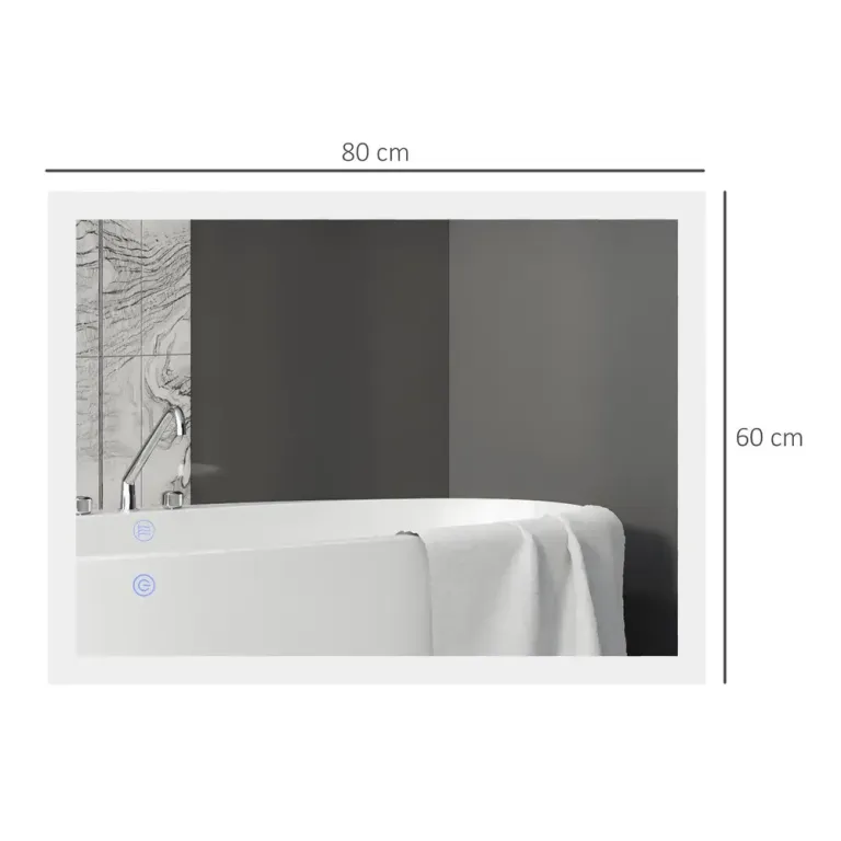 LED-Badrumsspegel Bakgrundsbelyst Pekfunktion 80 x 60 cm