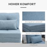 Golvstol, Vikmadrass, 2-i-1 Design med Avtagbar Kudde, 60 x 80 x 56 cm, Himmelsblå