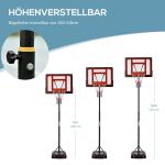 Basketstativ Basketkorg Svart av Stål och Plast för Utomhusbruk Höjdjusterbart Stativ med Hjul 160-210 cm