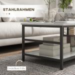 Soffbord Sidobord Marmorlook av Stål för Vardagsrum och Sovrum Set med 2 Bord i Modern Design