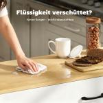 Köksö med Klaffbord Vit MDF och Trä för Kök Serveringsvagn på Hjul med Lådor och Skåp Utfällbar Bänkskiva Praktisk