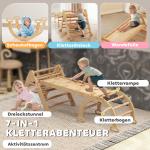 Klätterställning Trä Inomhus 7 i 1 Natur Trä för Barnrum och Lekrum Montessori-inspirerad Leksak med Rutschkana och Stege Pedagogisk 1.5 till 4 År