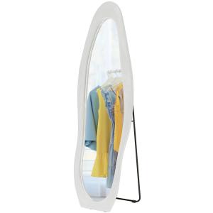 Väggspegel Helfigursspegel Vit av Glas och Sammet för Sovrum Oregelbunden Vågig Stående Spegel 50 x 160 cm