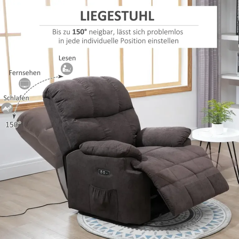 Liggstol med Ståhjälp USB-Port Sidoficka Fotstöd