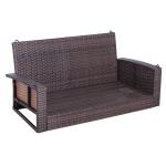 Hängande Trädgårdsbänk i Konstrotting, 2-Sitsig Gungbänk för Avkoppling, Väderbeständig Hängsoffa för Veranda, Brun, 127 x 57,5 x 60 cm