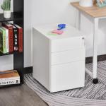 Rullcontainer Mobilt Arkivskåp 3 Lådor Kontorsskåp Stål Vit 39 X 48 X 59 Cm