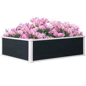 Upphöjd Odlingsbänk i Plast, Planteringslåda med Dränering, Ergonomisk Odling för Örter och Blommor, Grå, 100 x 80 x 30 cm