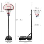 Barnbasketsystem Basketkorg Svart PE och Stål för Trädgård och Lekplats Höjdjusterbar Rullbar Vattenfyllbar 194-249 Cm