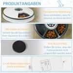 Automatisk Foderautomat för Husdjur, Programmerbar Matare med 6 Fack, LCD-Display och Timer för Katt och Hund, Vit/Grå