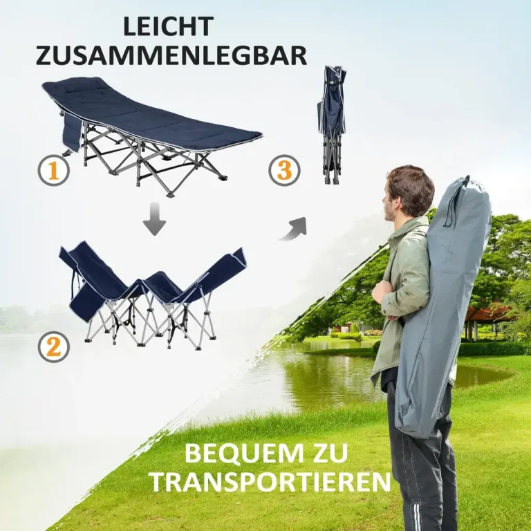 Campingsäng Tältsäng Hopfällbar 188 x 64,5 x 53 cm