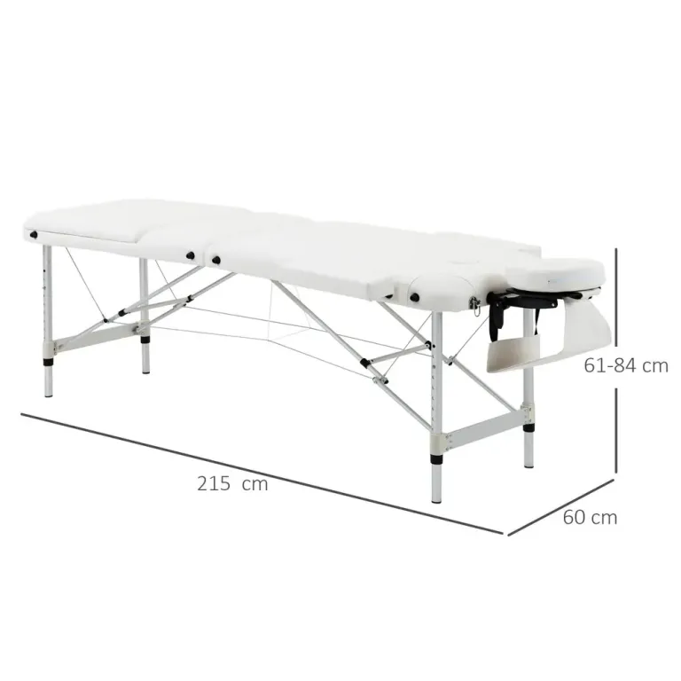 Hopfällbar Massagebänk i Aluminium, Vit