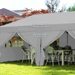 Pop up Paviljong med Fönster och Dragkedja samt Sidoväggar för Trädgård Hållbar och Stabil Grå Polyester med UV-skydd 6 x 3 m