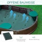 Sandlåda Leklåda Mörkgrön av HDPE för Barn 3-12 År med Sittpaneler och Presenning Rolig Utomhuslek 183 x 105 x 22,5 cm