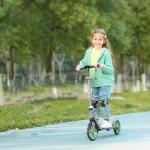 Sparkcykel Barnsparkcykel Hopfällbar Grön av Metall och Plast för Barn 6-12 År Skoter med Stora Hjul och Broms
