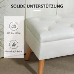 Bänk Sängbänk Vit av Sammetslook och Gummiträ för Sovrum Stoppad Bänk med Förvaring 102 x 35 x 43 cm