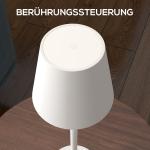 Bordslampa Sänglampa Vit av Metall för Vardagsrummet Uppladdningsbar USB Lampa med 3 Ljusfärger Pekbrytare Bärbar