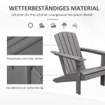 Adirondackstol med Mugghållare, Bekväm Trädgårdsstol i Plast, Klassisk Design för Balkong och Terrass, Grå, 75 x 87 x 90 cm