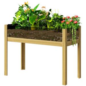 Odlingsbänk Högbädd med Akrylpaneler Natur av Trä för Trädgård och Balkong Växtbädd för Örter och Grönsaker 110 x 50 x 80 cm