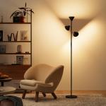 Golvlampa Dimbar Svart Metall för Vardagsrum 3 Roterbara Huvuden RGB Fjärrkontroll Touch Modern Design