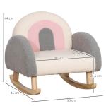 Barnsoffa Gungstol Grå av Eukalyptusträ och Konstlammskinn för Barn 3-5 År Mjuk Barnfåtölj Bekväm Sittplats för Småbarn