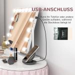 LED-sminkspegel med 3 Ljuslägen, Dimbar, Pekkontroll och USB, Vit, 62,5 x 49,5 cm