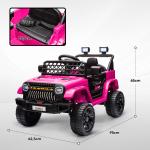 Elbil för Barn med 2.4 GHz Fjärrkontroll och 2 Motorer samt Tuta och LED Musik Hållbar och Säker Rosa Plast 12V 3-8 År för Lek