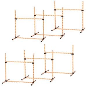 Agility Träningsset Hundsport Orange av Plast för Hundar 6-Delat Set med Flätade Stavar och Visselväska Träningstillbehör
