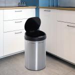 Automatisk Sensor Papperskorg 30 L, Mjukstängande Lock, Rörelsesensor, Vattentät, för Kontor, Sovrum och Kök, Svart + Silver