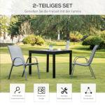 Stapelbara Trädgårdsstolar 2-Pack, Bekväma Utestolar med Armstöd, Väderbeständig Design i Metall och Textilene, Grå, 70 x 54 x 90 cm