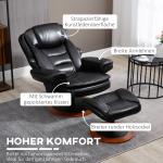 Fåtölj Ergonomisk Svart Brun Konstläder för Vardagsrum och Vila med Fotpall och Snurrbar Sits samt Justerbart Ryggstöd Robust Modell