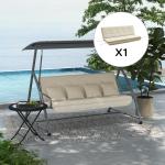 Dyna till Hammock 3-Sits, Bekväm Sittdyna med Ryggstöd och Sidokuddar, Mjuk Stoppning för Trädgårdsgunga, Beige, 170 cm
