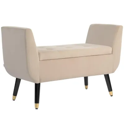 Bänk Förvaringsbänk Beige av Polyester 107 x 42 x 65 cm