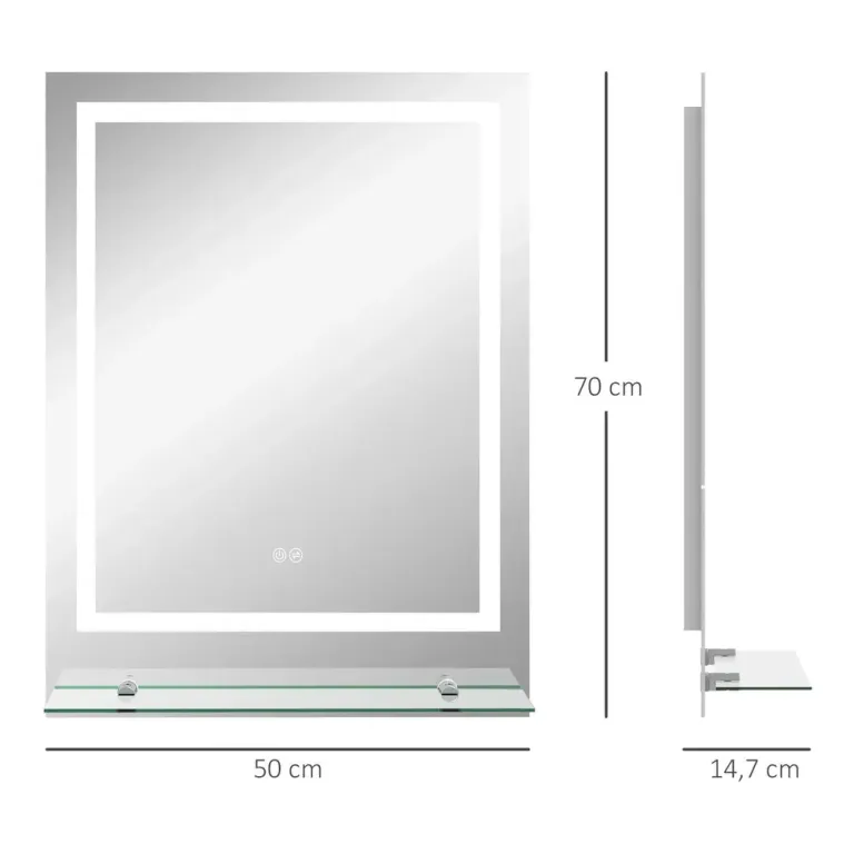 Badrumsspegel Väggspegel Silver av Glas LED 70 x 50 cm