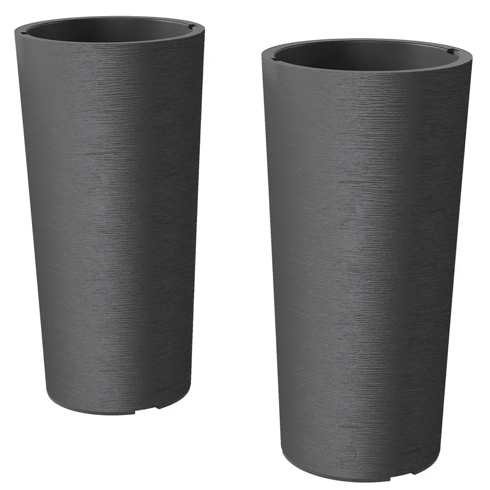 Blomkruka 2-pack Stapelbar Mörkgrå Plast 35x35 Cm