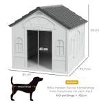 Hundhus Hundkoja Grå av Trä för Medelstora Hundar Utomhus Väderbeständigt Hus med Sadeltak 65 x 75,7 x 63 cm