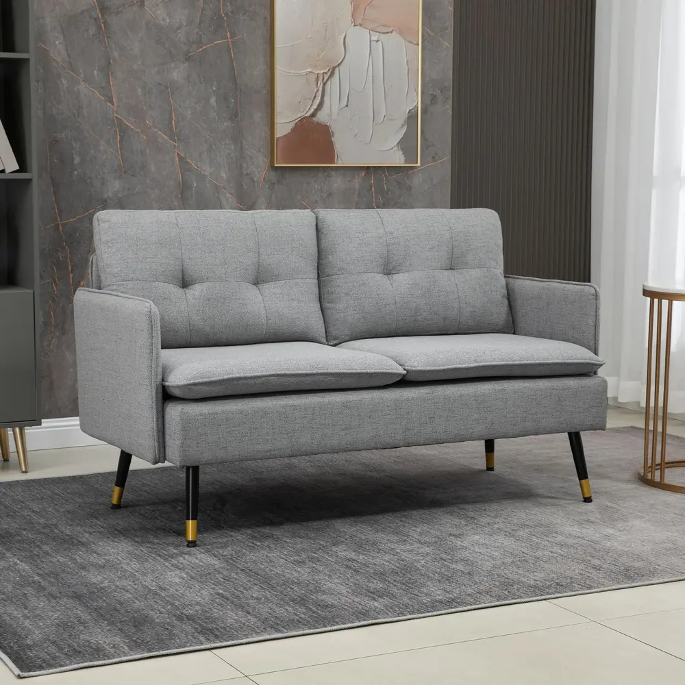 Tvåsits Soffa Loveseat Grå av Linnelook 139 x 68 x 76 Cm
