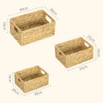 Förvaringskorgar Hyllkorgar Set om 3 Vävda Korgar Natur av Vattenhyacint för Vardagsrum och Kök Organisering av Hemmet 40 x 30 x 18 cm
