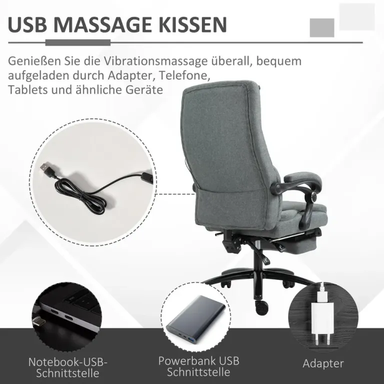 Kontorsstol med Massagefunktion 64 x 74 x 109–117 cm