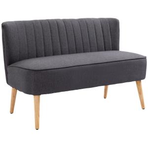 Soffa 2-sits Mörkgrå Tyg för Vardagsrum Bekväm Soffa med Mjuk Stoppning och Lättskött Klädsel Robust 117x57x77 cm